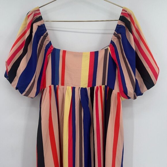 English Factory Multi Color Stripe Lined Maxi Dress L - Picture 6 of 11
